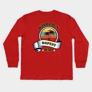 world's dopest dad retro Kids Long Sleeve T-Shirt